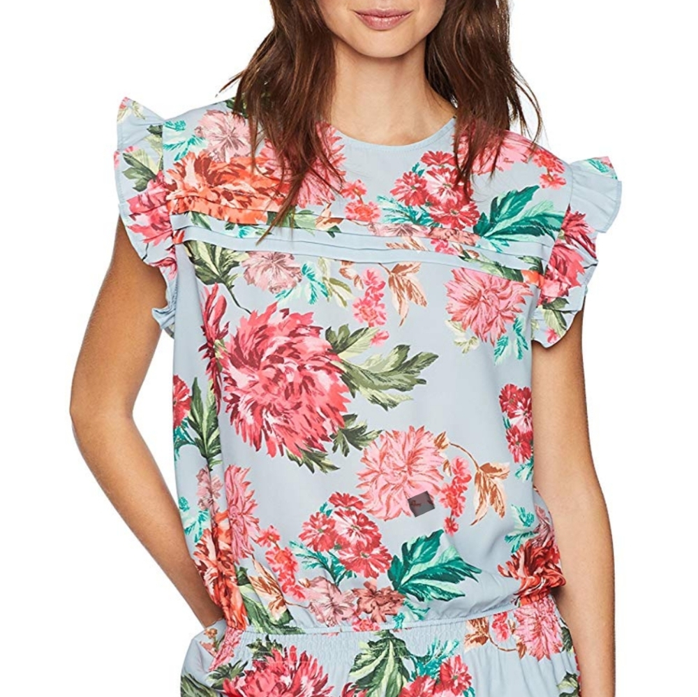 Ella Moon Ruffle Shoulder Smocked Wasit Top